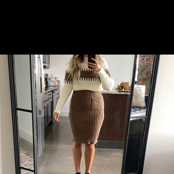 2pcs/Set Color Block Sweater And Sweater Dress Set - Picture 5 of 5